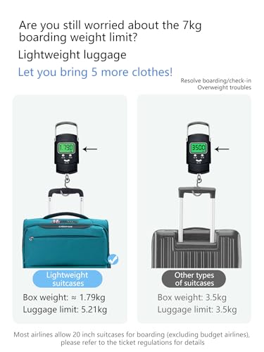 Image of LIGHTGO 20 Inch Carry On Luggage, Ultra Light Softside Suitcase with Spinner Wheels, 20x14x8 Inches Including Wheels for Airline Approved, TSA Lock, Water Resistant Luggage for Women Men, Turquoise