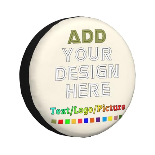 Image of Custom Spare Tire Cover 14-17 Inch, Personalized Universal Wheel Cover Add Your Own Photo Text Logo Waterproof Dust-Proof Tire Covers Protectors for Trailer Truck SUV Universal, OldLace