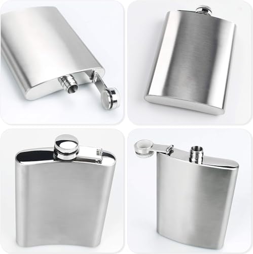 Image of Stainless Steel 8Oz Liquor Hip Flask and Wine Whiskey Vodka Alcohol Drinks Pocket Bottle for Men Women (236 Ml, Silver)