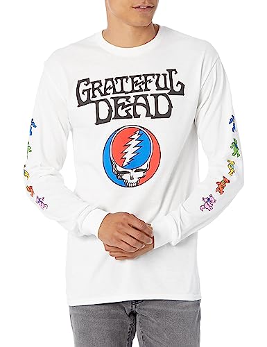 Image of Grateful Dead Unisex's Exclusive Steal Your Face Dancing Bears Long Sleeve Tee T-Shirt, White, Large