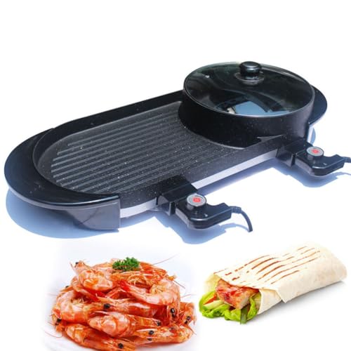 YIGECHENXIN Bandeja para Hornear Eléctrica Multifuncional, Parrilla Teppanyaki Portátil, Diseño De Textura Estéreo Antiadherente Y Fácil De Voltear para Fiestas, Reuniones Familiares