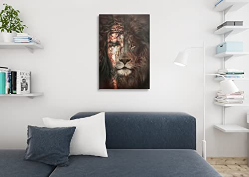 Jesus And Lion Canvas Wall Art Poster Prints Christian Wall Decor Christ Lion Picture Artwork Religious Painting For Home Bedroom Living Room Office Decoration - 24X36 Inch #TOP4