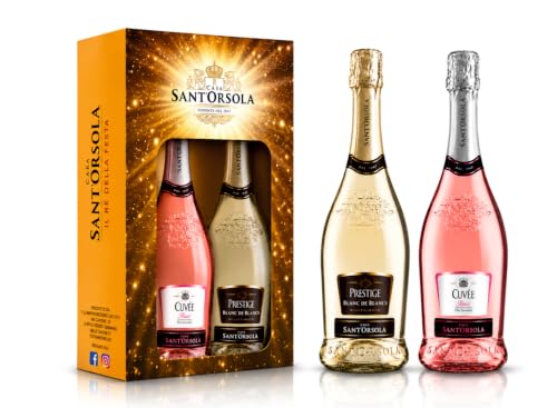 Sant'Orsola - Set Vino Cuvèe Prestige Blanc de Blancs e Rosè, da Prestigiosa Uva Italiana, Gusto Dolce con Note Fruttate e Aromatiche, 2x750 ml