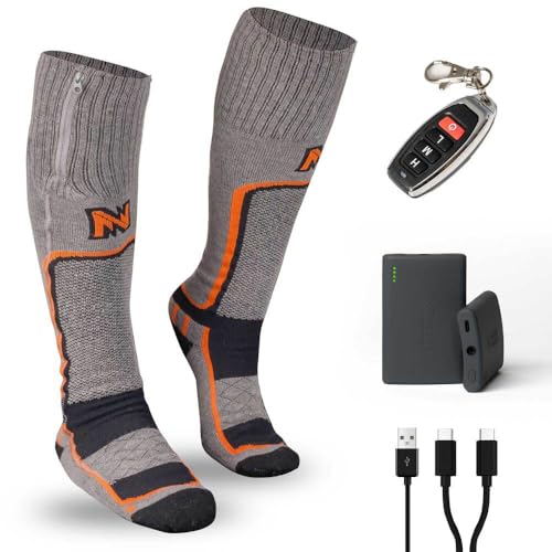 Mobile Warming Fieldsheer Merino 2.0 Wool Heated Socks for Men with Wireless Remote Control Three Heat Settings Arch Support & Cushioning Dark Grey - Medium