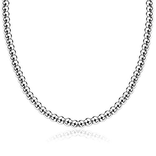 Jewelry Kingdom 1 Necklace or Bracelet for Women and Men, Beaded Chain Stainless Steel, Handmade Jewelry, Thick of 6-8MM and Length of 7-40