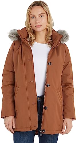 Tommy Hilfiger Damen Jacke Padded Parka With Fur Winter, Braun (Natural...