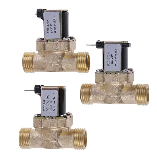 Électrovanne solénoïde en laiton massif G1/2 étanche et durable 12V