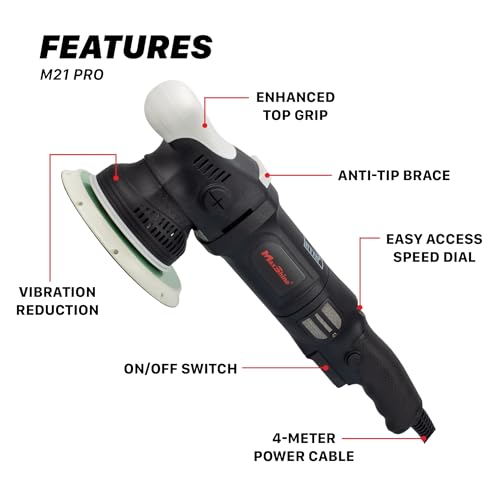 Maxshine M21 Pro Dual Action Polisher | 21mm Throw, 6” Backing Plate, 1000W Motor | Variable Speed, Ergonomic Grip, Low Vibration | Auto, Boat & Marine Detailing Buffer for Paint Correction - Image 3