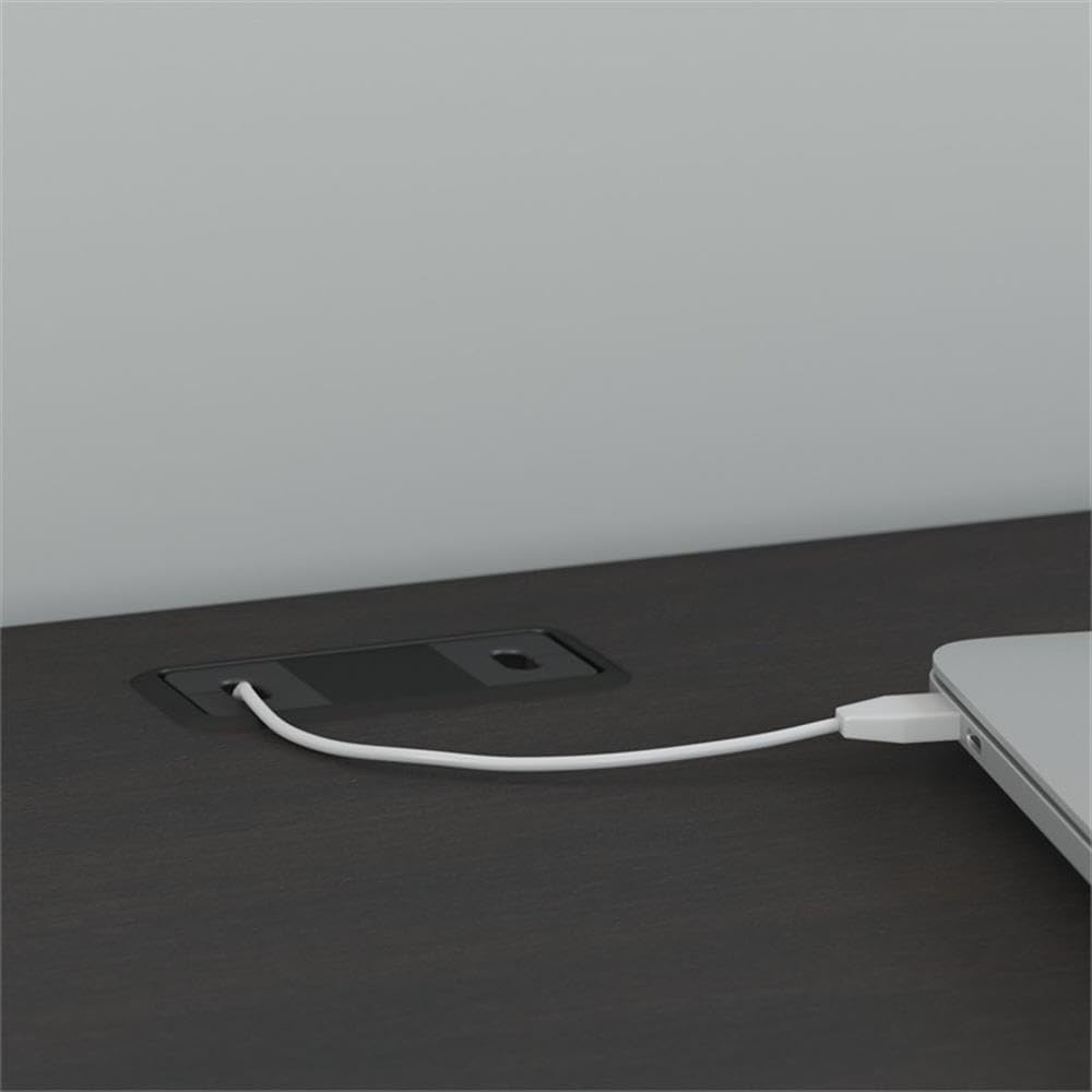 Scranton & Co Mission Style Engineered Wood Desk with Hutch, Vintage Black Finish, Compact 48W x 23D Design, Cable Management, Storage Cabinet and Drawer, Home Office Desk for Small Spaces