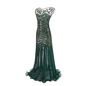IQYU Jurken glitter vintage kleding voor vrouwen jaren twintig paillettenparels kwasten partynacht mouwloze lange maxi-jurk mini-jurk zomer sexy