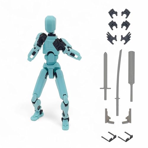 Image of Dummy13 Fully Articulated Action Figure | 3D Printed Robot Assembly Kit | 5.4 Inch Tall Poseable Toy | Dynamic Poses | DIY Collectible Model | Made in India (Cyan Armour)