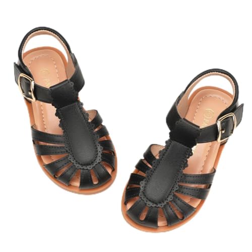 Image of PANDNAINJIA Toddler Girls Sandals T-Strap Dress Summer Shoes