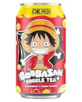 BOBBASAN One Piece Bubble Tea Erdbeere & Pfirsich – Offiziell lizenziert – Erfrischender Bubble‑Tea mit Tapioka-Perlen - im Luffy Design – 1 x 320 ml
