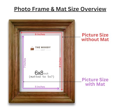 Image of Wooden Rectangular Photo Frame With Mat,Brown Photo Frame 5 X 7 Inch With Mat Or 6 X 8 Inch Without Mat For Wall Decoration,Gallery Walls,Best Wooden Photo Frames For Posters & Photos