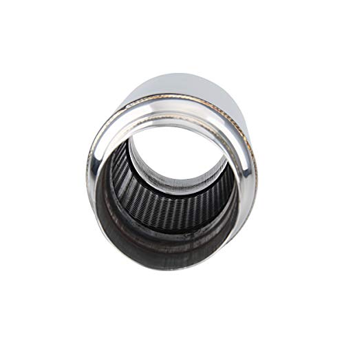 Image of LCGP 3 inch Inlet Universal Resonator, 3 inch Outlet 12 inch Overall Length Stainless Steel Performance Muffler, Polished, Straight Through Design, Deep Tone