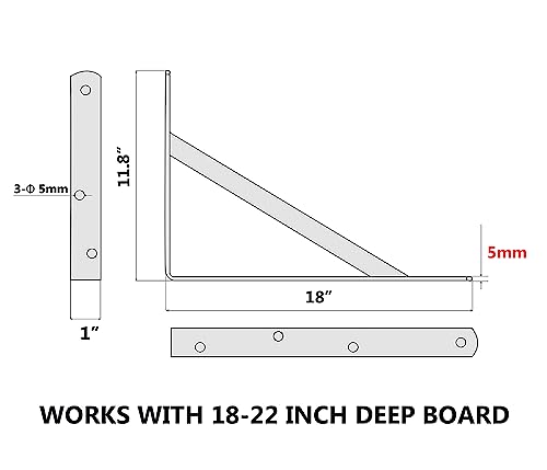 Neodrop ND-1218BSB 12-Pack 18 Inch Heavy Duty Shelf Brackets thumb #1