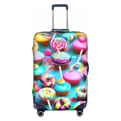 Colorful Sweet Lollipop Cupcake Donut Print Luggage Cover For Suitcases, Travel Case Protector, Simple & Convenient Installation