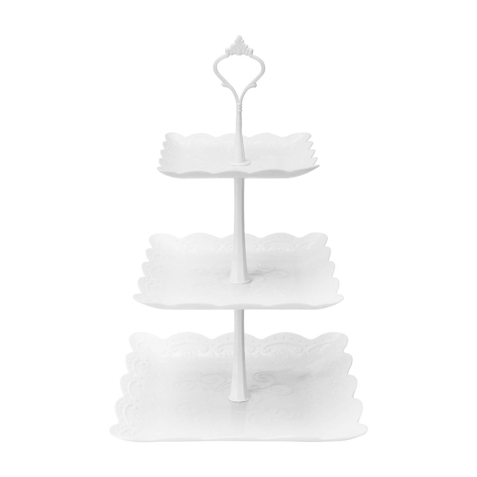Ryckey Cake Stands 3 Tier Cupcake Stand Plastic Tiered Serving Tray(Square)