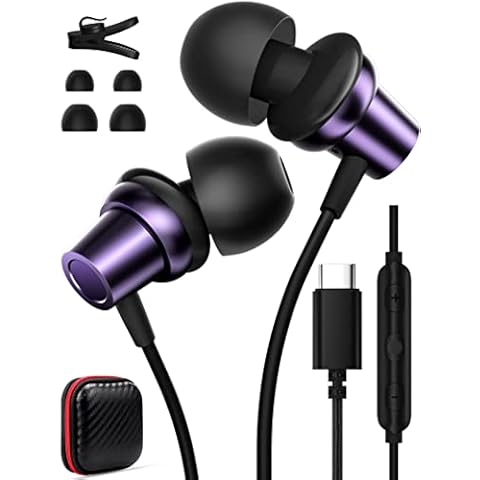 AFGHOA USB C Earbuds for iPhone 16 15 Pro Max, Type C Headphones with Microphone, Wired Earphone for Samsung S24 FE Galaxy Tab S10,Noise Canceling HiFi Corded in-Ear Headset for Fire Max 11 Pixel 9 Cover