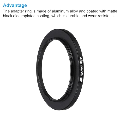 PATIKIL 43mm-52mm Metal Step Up Ring with Cleaning Cloth, 2 Pack Camera Lens Filter Adapter Ring Aluminum Filter Adapter Ring for Camera Lenses Hood, Black - Image 4
