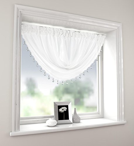 Ians Emporium Millie Voile Swag - White (Standard)