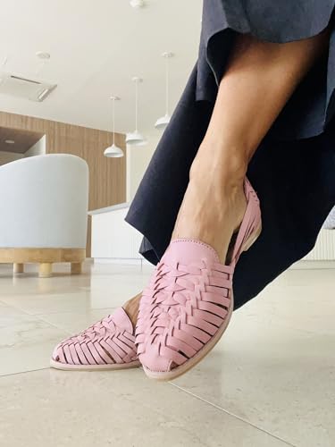 Image of Macarena Collection Leather Sandals for Women | Handmade Mexican Huarache | Woven Slip-On Shoes with Cushioned Insole | Artisan Crafted Genuine Leather