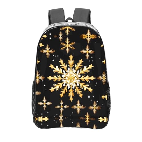 Sac à dos transparent flocon de neige doré taille unique noir
