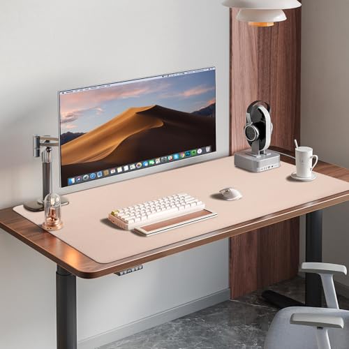 Image of AROPANA Vegan Leather Desk Mat 120x60cm | Mouse Pad Large, Computer Table Mat, Reversible Extended Laptop Pad for Desk, Dual Side Waterproof Edge-Stitched (Apricot /Orange)
