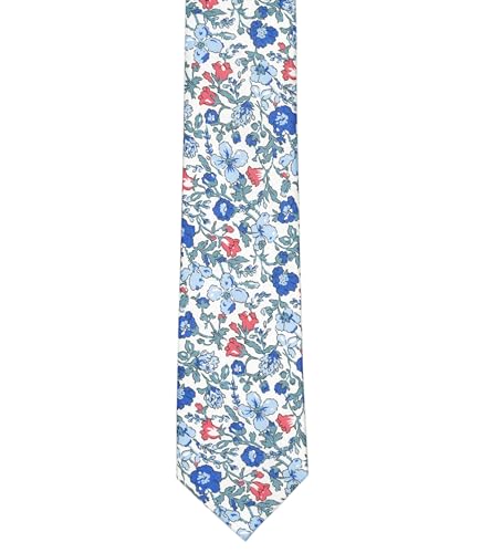 Image of BELLUNO Men's Cotton Floral Skinny Tie, 2.5 inch Width, with Gift Box