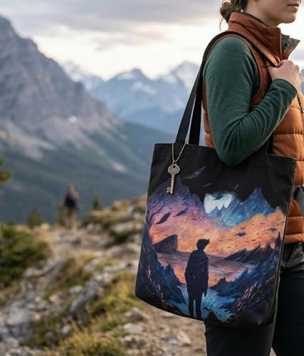 Image of Canvas Tote Bag with Zipper for Women| Inside Pocket | Cotton College Shoulder Bag | Stylish Travel Sling & Handbag for Daily Use | Cotton Canvas Fabric