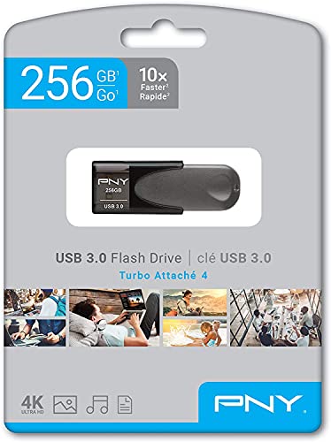 PNY 256 GB USB 3.0 Flash Drive Turbo Attaché 4 (pacote com 2) Funciona com computador (P-FD256TBAT4A