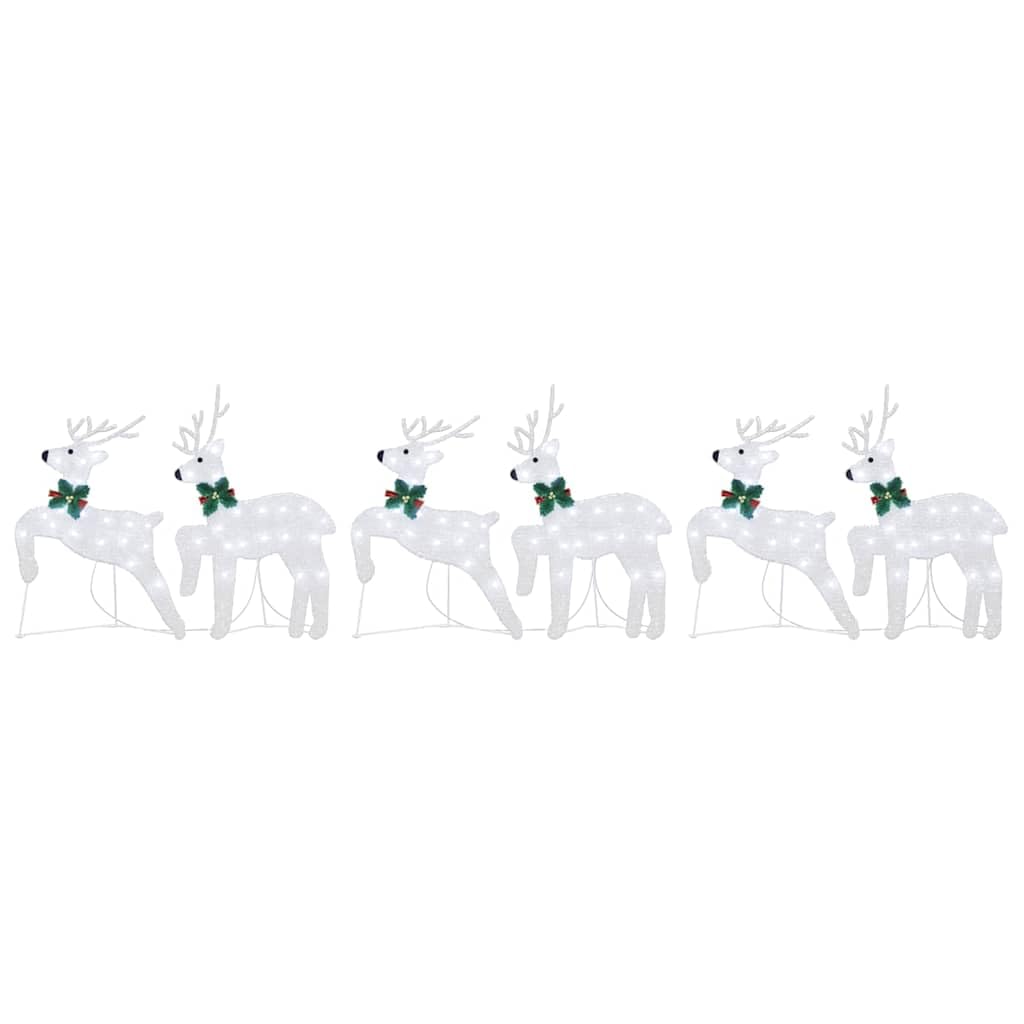 LED Rentiere Silber Stoff Weihnachtsdekoration 6-teilig mit USB-Betrieb, Innen und Außen, 45 x 19 x 65 cm, festliche Art-Déco Figuren für Wohnzimmer, Garten, Advent und Heiligabend