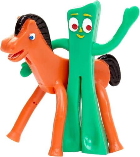 NJ Croce Gumby and Pokey Bendable Figures, Vintage Gift for Kids, Original Poseable Toy, Pair Pack, Safe for Kids, Bring The Gumby Show to Your Home!