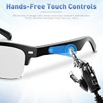 padom Smart Glasses, Open-Ear Sound Mic & Speakers, Smart Audio Polarized Sunglasses with Photochromic Lenses, IPX4 Waterproof, Voice Assistant, Unisex Bluetooth Glasses for Travel, Working & Driving