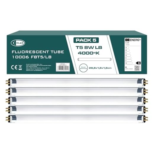 CLAR - Leuchtstoffröhren, 8 W T5, T5, Leuchtstoffröhre, Mini-Leuchtmittel, fluoreszierend, 28,8 x 1,6 cm (8 Watt T5, Packung 5)
