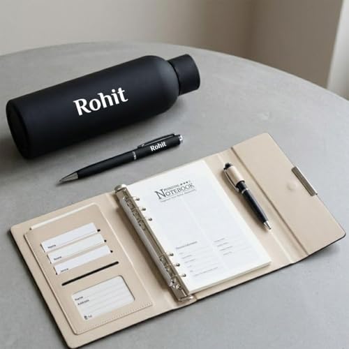 Image of Giftana 3 in 1 Personalized Diary with Pen, Coffee Tumbler Gift Set for Employee (Black 1)