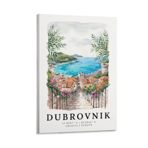 Poster Dubrovnik aquarelle vintage AOJYLXE 40x60 cm pour decoration murale bureau