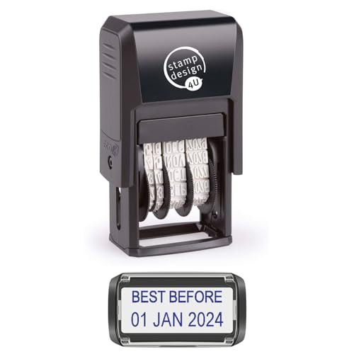 Image of Self Inking Changeable Date Stamp - Best Before Date Stamp in Blue Ink