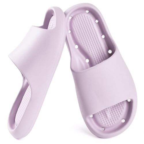 Image of Arch Support Shower Shoes for Women and Men Quick Drying with Drain Holes Slide Sandals Soft Cushioned Anti-Slip Pool Slides Comfort Bathroom Shower Slides