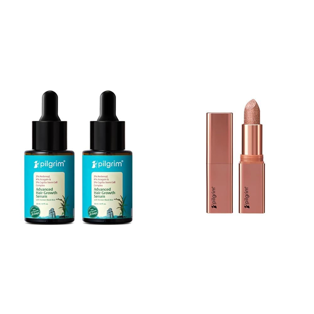 Pilgrim Redensyl 3% + Anagain 4% + 5% Capilia Stem Advanced Hair Growth Serum with Rosemary, Controls Hair Fall, Stimulates, Increase Hair Density & Glitter Lipstick For Women 4.2gm-picture-34