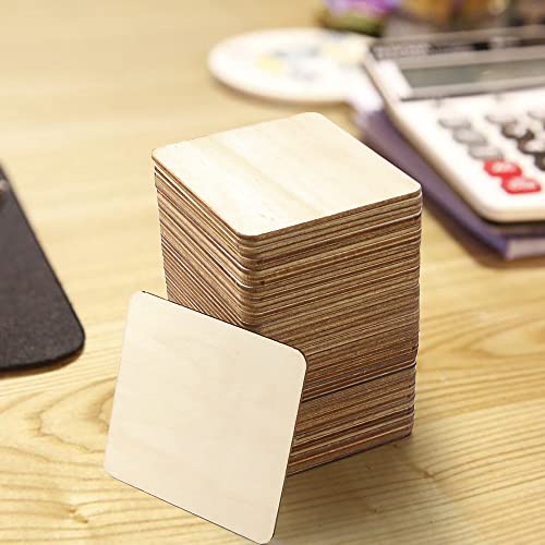 Fswcck 120 Pcs Blank Wood Square, 3 X 3 Inch Unfinished Wood Pieces Wood Slices Wooden Board For Diy Crafts, Painting, Costers, Decoration #TOP6