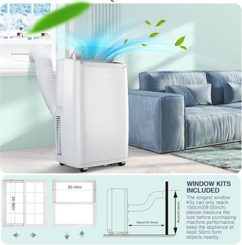 Image of 12000 BTU 3-in-1 Portable Air Conditioner - Cooling, Quiet Operation with Dehumidifier, Sleep Mode, Timer & Remote Control Included