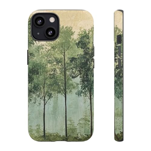 Coque iPhone 13 ligne d'arbre verte pour un style naturel au quotidien