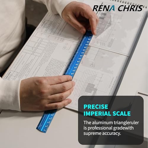 Rena Chris Régua de Escala Arquitetônica de 2 Unidades, Escala de Arquiteto de Alumínio de 12 