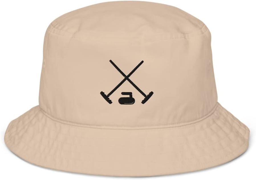 Curling Hat, Embroidered Unisex Organic Bucket hat, Curling Gifts, for Team, Coach, Players