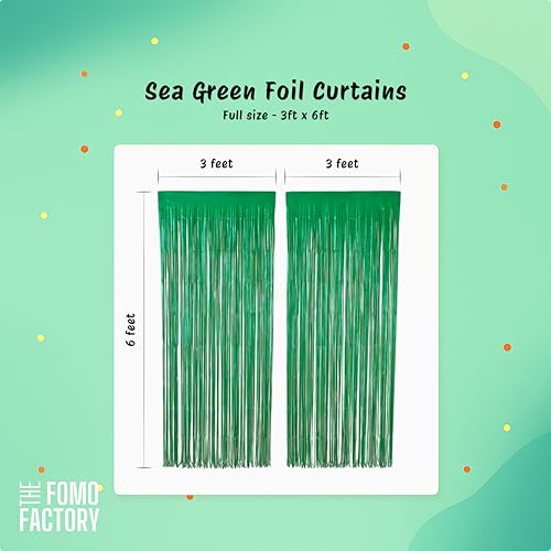 Image of The FOMO Factory 53 Pcs Pastel Green Birthday Decoration Kit | Metallic Confetti Balloon Arch + Large Pastel Green Curtain + HBD Banner | Easy Birthday Decoration, DIY Kids Party Prop (Green53)