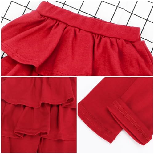 Image of BOOPH Little Girls Leggings with Ruffle Tutu Skirt Kids Uniform Pants | Footless Tights 4-14 Year
