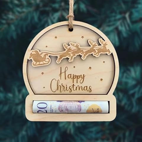 Wooden Christmas Money Holder with Lanyard Cover
