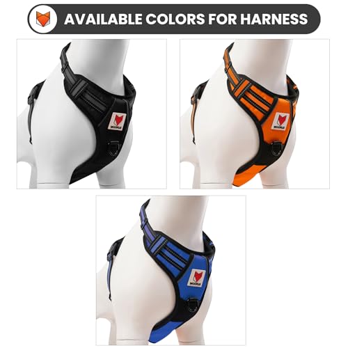 Image of Wooflix Heavy Duty Reflective Dog Harness for Large Sized Breed Dogs - No Pull, No Choke Harness for Dog with Adjustable Chest Belt with Soft Padded Handle | Blue - Size: Large (22kg to 32kg Dog)