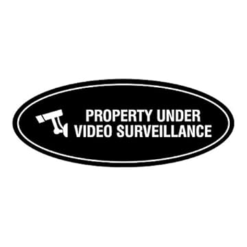Signs ByLITA Placa Oval Property Under Video Surveillance (preto) - Pequena